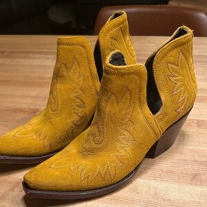 Ariat Yellow Suede Western Ankle Boots